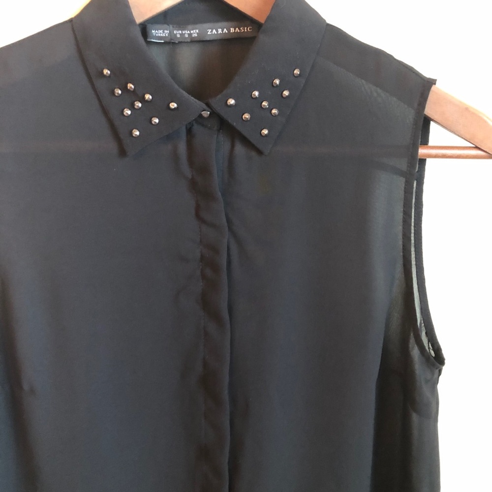 SHEER ZARA SLEEVELESS BLACK TOP SIZE SMALL